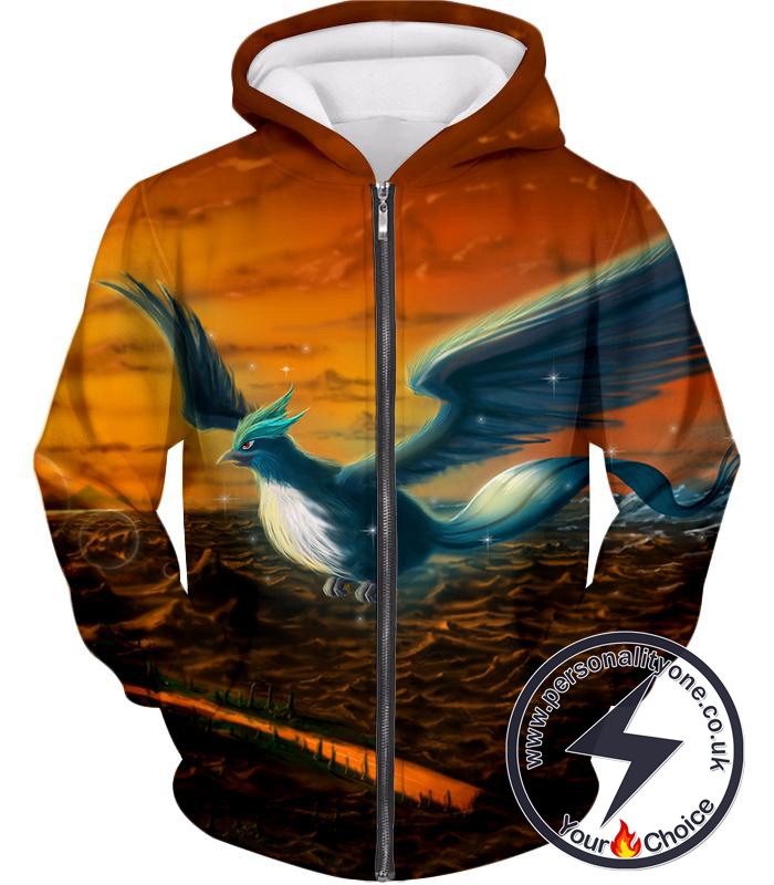 Pokemon Amazing Mystic Flying Ice Pokemon Articuno Beautiful Zip Up Hoodie